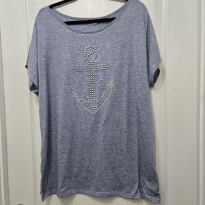 *TS25765 SS Gray/Blue Tee